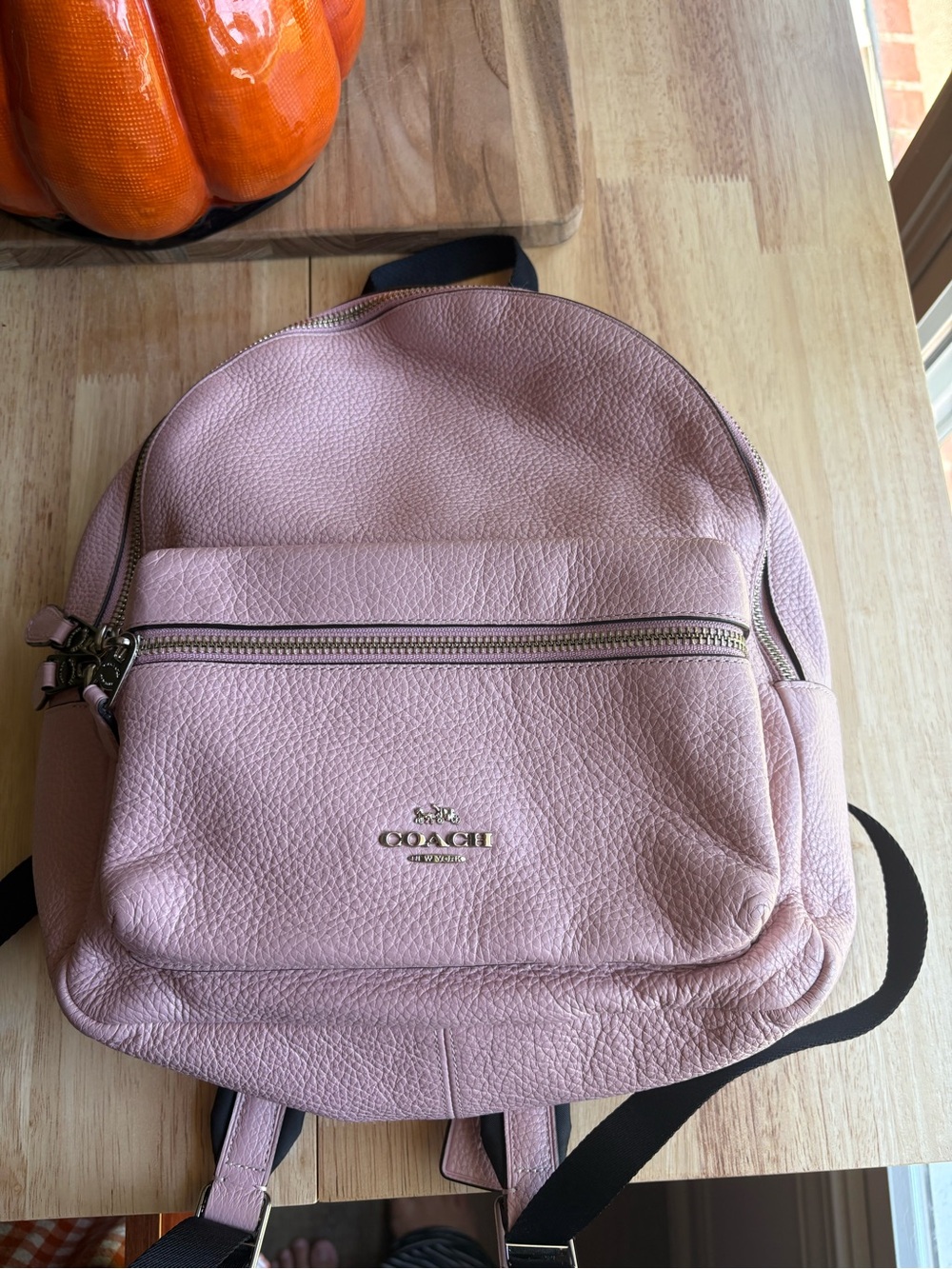 Coach Blush Pink Pebbled Leather Backpack with Gold Hardware